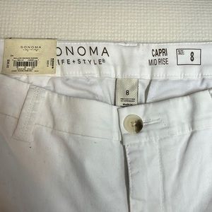 Mid Rise Off White Capris